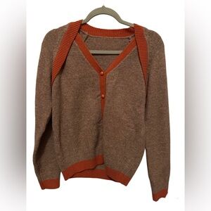SHEIN Tan and Orange Knit Sweater